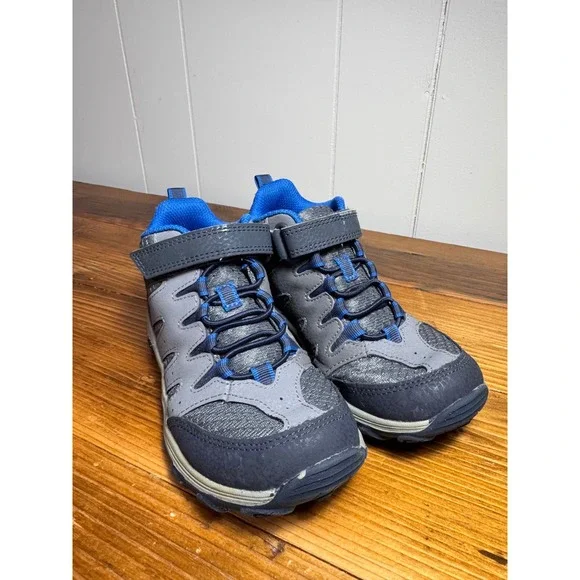 Merrell Boys Outback mid Hiking Shoes Size 1 Grey/Blue MK266014 Trail Sneakers - Picture 3 of 10